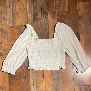 Free People Brencye Ivory Smocked Crop Top - Women’s Medium